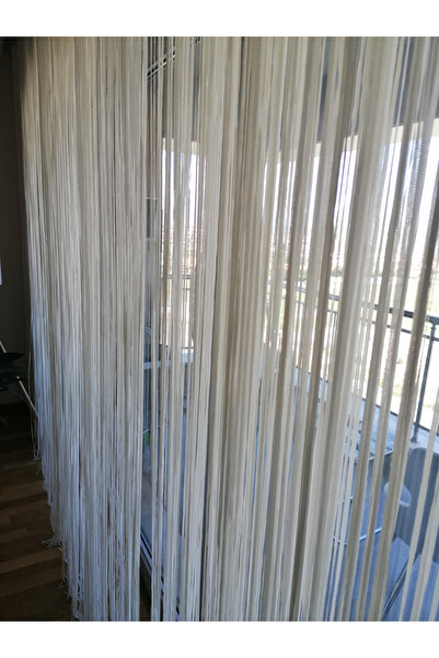 AKÇA TEKSTİL Rope Model Broken White Color Rope Curtain 180 cm Width 280 cm Length 2 mm in Strips Ready String Curtain