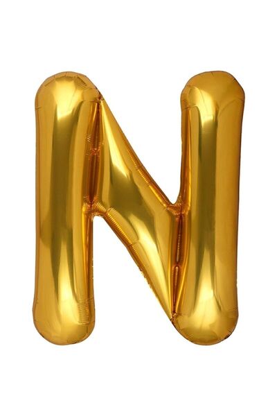 HKNYS بالون فويل ذهبي اللون بحرف N - 100 سم - بالون فويل اسم الحرف