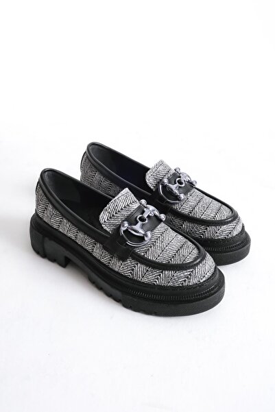 ARTI ARTI AYAKKABI Plus-Plus029-1428 Women's Daily Thick Light Sole Gray Straw Knitted Patterned College Shoes