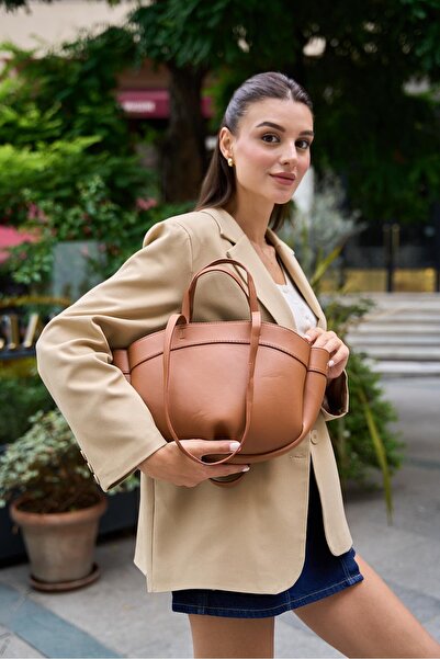 Madamra Tan Women's Shopper Bolso - Hand and Shoulder Bag