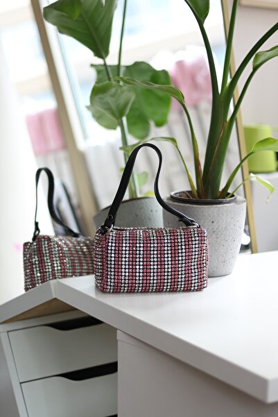 Moom Bag Жіноча рожева сумочка з камінням на плече