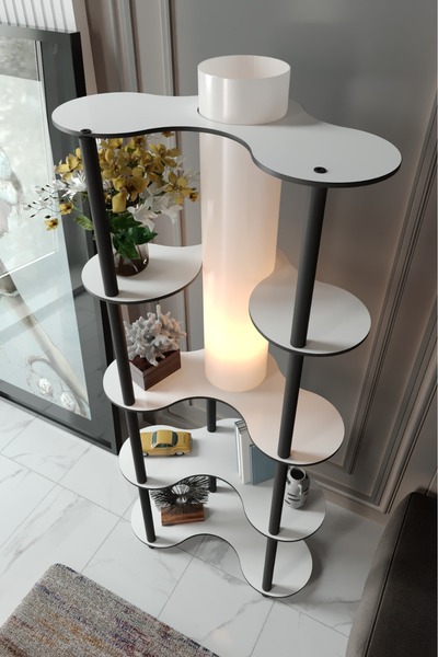 messer Mariposa Lambader Kitaplık BEYAZ