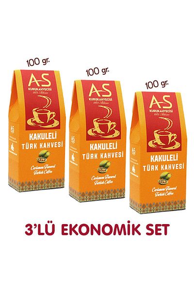AS Kurukahvecisi 3-Piece Turkish Coffee Economical Set with Cardamom