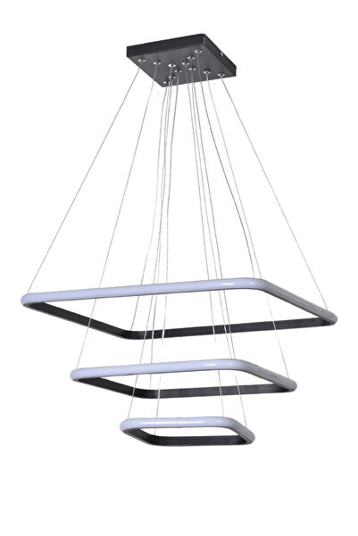 Modavize Raul Modern Tasarım Sarkıt Salon Oda Yatak Odası Mutfak Siyah Renk Beyaz Ledli 3 lü Led Avize