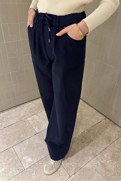 Oven Gabardine Wide Leg Jeans - Navy Blue
