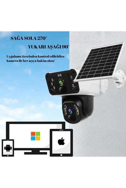 EFOTECH 4G  12000 mah Sim Kart Girişli SOLAR 6MP Güneş Enerjili Kablosuz çift Kamera ET4G-002