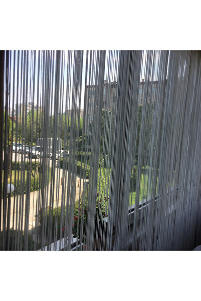 AKÇA TEKSTİL Rope Model Gray Color Rope Curtain 180 cm Width 280 cm Length 2 mm in Strips Ready String Curtain
