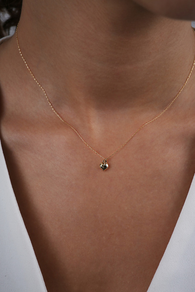 DİAMİNE PIRLANTA 14 Ayar Altın İnce Forse Zincir Kalp Kolye