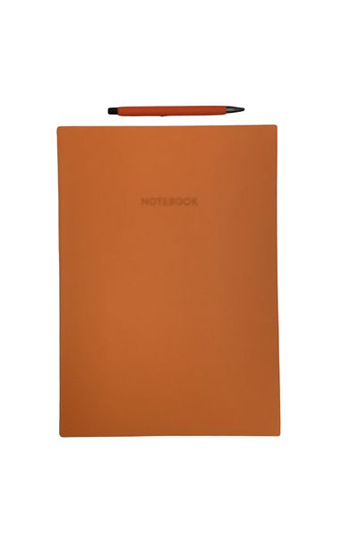 blume Acar Thermo Leather Flexible Cover 21*30 Cm 128 Pages Striped-checkered-dot-unlined Page. Notebook red orange