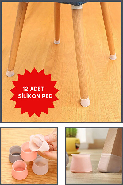 Doori 12 adet Mobilya Silikon Koruma Kapağı Masa Sandalye Bacak Yuvarlak Kapak Zemin Koruyucu Ayak Koruma