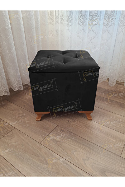 aldagelsin Lüks Sandıklı Tabure Puf 45 x 45 cm Ceviz Ayak