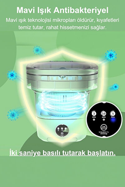 ALFAGİFT Katlanabilir Taşınabilir Kurutmalı Çamaşır Makinesi Kamp Yurt Karavan Seyahat Mini Çamaşır Makinesi