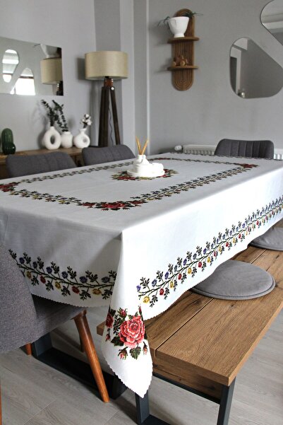 DedeEvTekstil Față de masă din țesătură cu imprimare digitală 160x220 3002-IvyRose