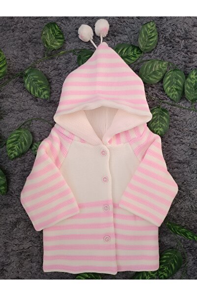MİNİCEY BABY Baby Girl Hooded Long Sleeve Winter Cardigan