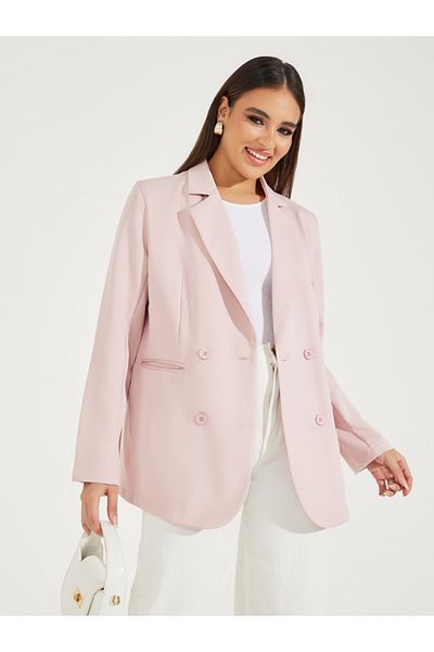 Styli Regular Fit Longline Double Breasted Blazer
