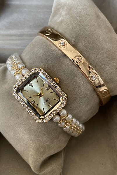 Leerybee Özel Saat Kutulu İncili Kordon Kadın Kol Saati Hediye Arkadaşa Sevgi...