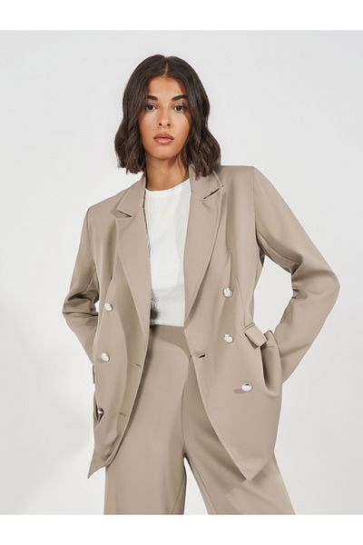 Styli Regular Fit Longline Double Breasted Blazer