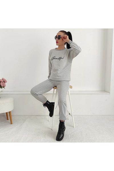 6 butik altı üstü butik Σετ φόρμας με στάμπα 2 κλωστών