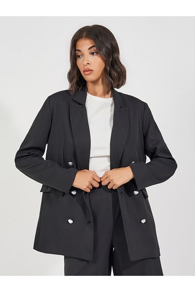 Styli Regular Fit Longline Double Breasted Blazer