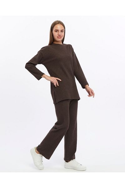 Wearflawless Cotton Corded Slit Detailed Long Set