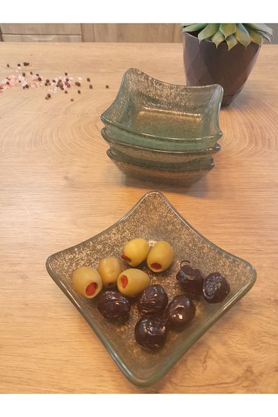Zuzu 9.5x9.5 Cm Spotted Glass Serving Set