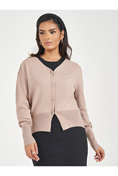 Styli Regular Fit Buttoned Cardigan with Volume Sleeves