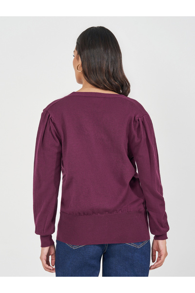 Styli Regular Fit Buttoned Cardigan with Volume Sleeves