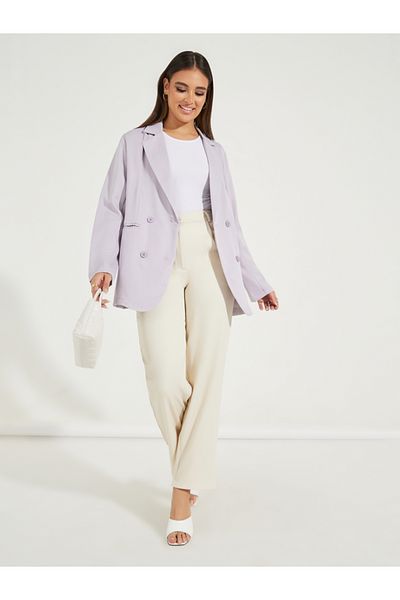 Styli Regular Fit Longline Double Breasted Blazer