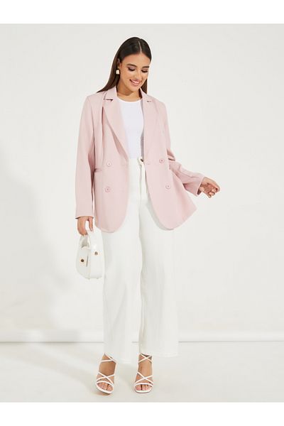 Styli Regular Fit Longline Double Breasted Blazer