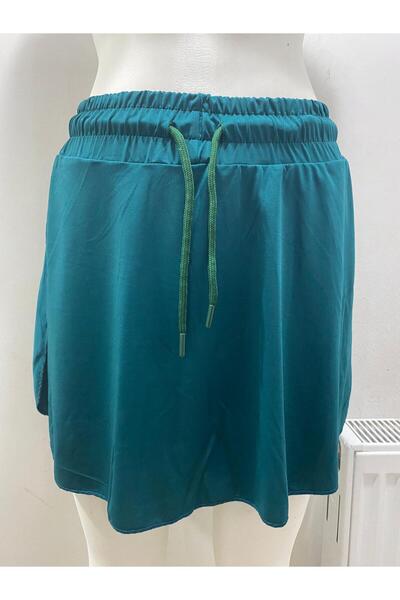 LADY HAZAL Fusta scurtă DARKALIP cu fantă albastră benzină Fusta sport cu șireturi din poliamidă