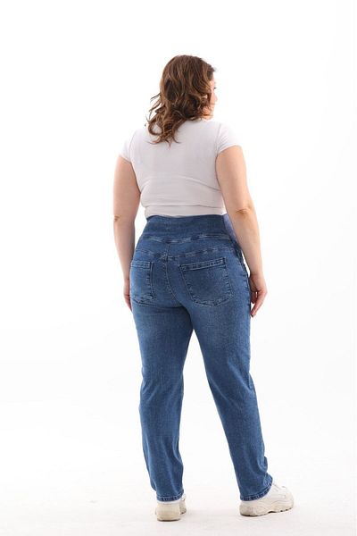BIG LESSON Flexible and Adjustable Waist - Pregnant Plus Size Mom Fit Jeans Navy Blue
