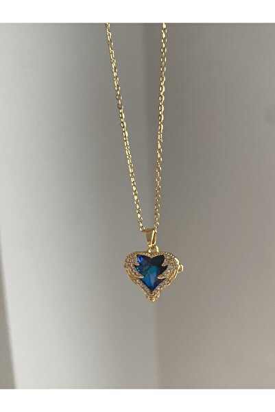 DENİZ Women's blue stone steel necklace