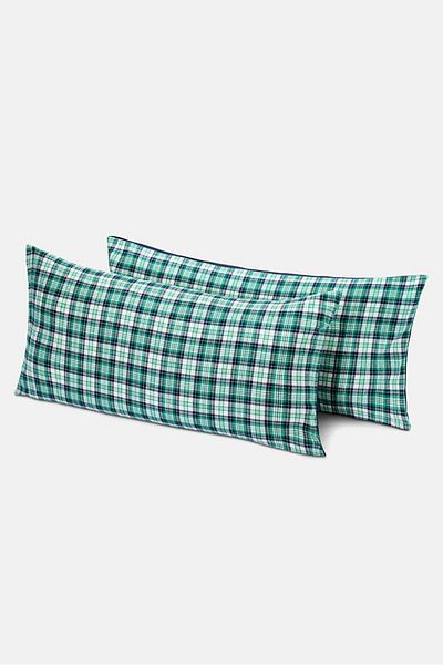 Tchibo 2 Pieces Flannel Pillowcase 80 L x 40 W cm, Green