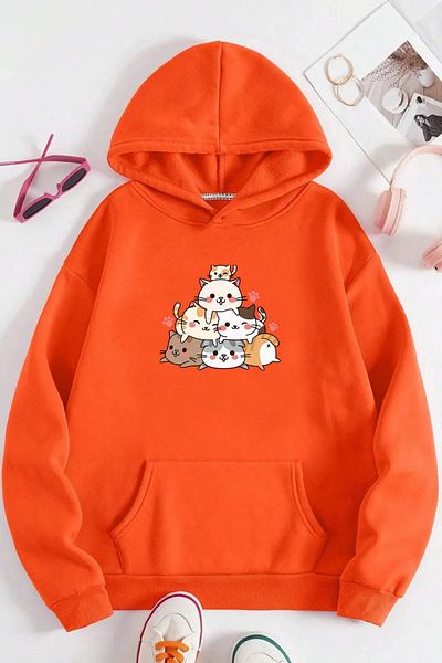 Moda Glo Φούτερ με κουκούλα Unisex Cat
