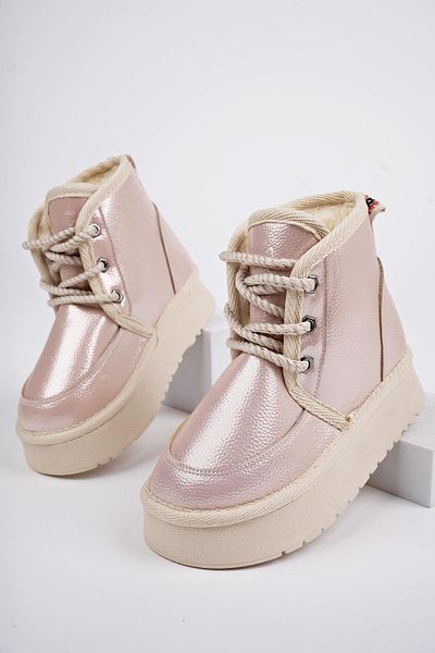 MUGGO PUFFY Garantiert dicke Sohle, pelzige Schnürung, tägliche Mini-Halbstiefel für Kinder