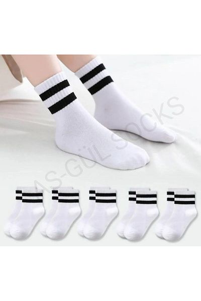 ASGÜL SOCKS Unisex Σετ ριγέ κολεγιακές κάλτσες 5 ζευγαριών