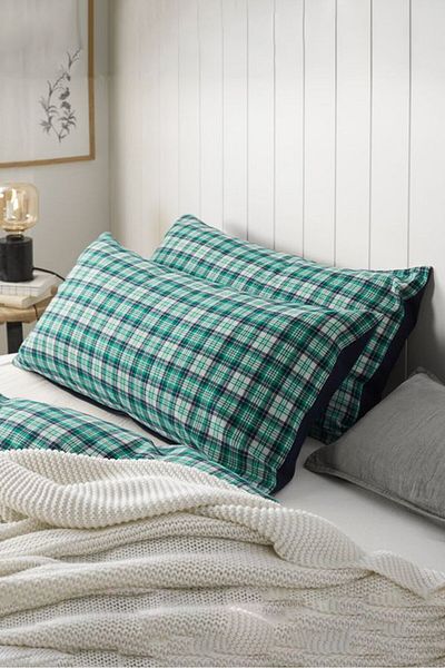 Tchibo 2 Pieces Flannel Pillowcase 80 L x 40 W cm, Green