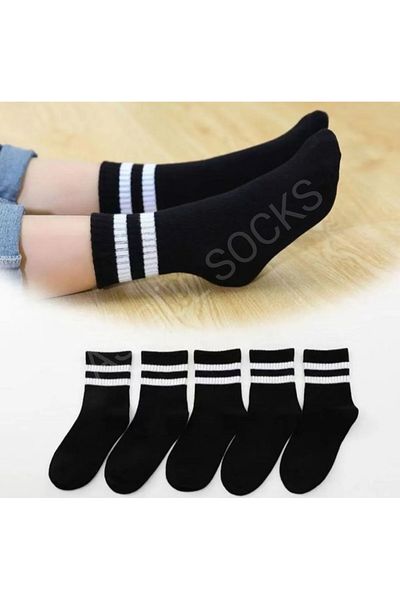 ASGÜL SOCKS Unisex Σετ ριγέ κολεγιακές κάλτσες 5 ζευγαριών