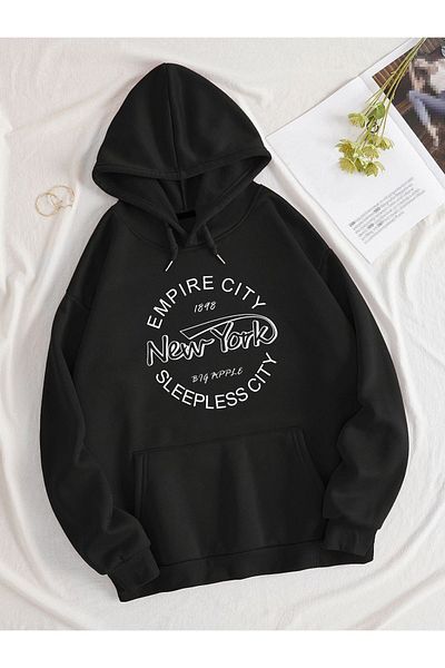 Moda Glo Hanorac scris New York unisex