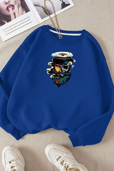 Moda Glo Унисекс памучен суитшърт с щампа с кръгло деколте