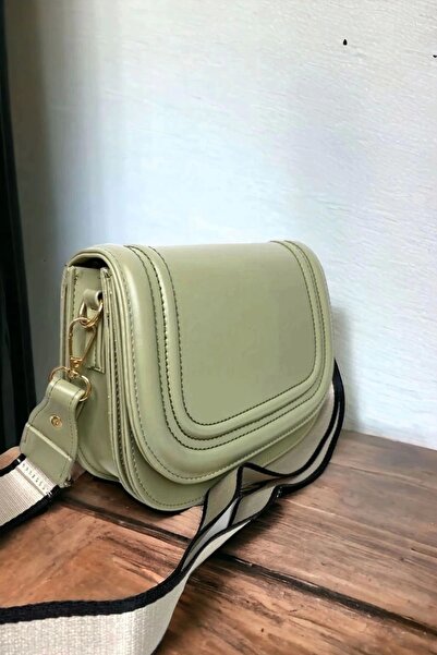 Glemix Hola Mint Yeşili Cilt Kanvas Şerit Askılı Kadın Trend Omuz Çantası
