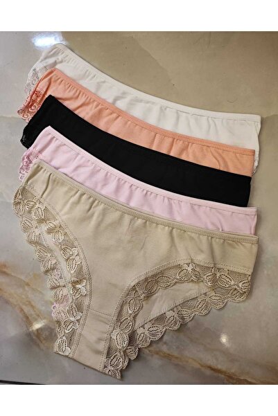 AVESŞENER Δαντελένια εσώρουχα χαμηλής μέσης βασικά εσώρουχα μπικίνι οικομονική συσκευασία των 5