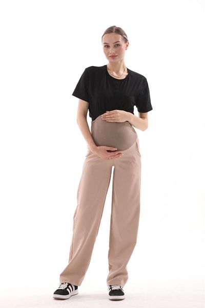 BIG LESSON Flexible and Adjustable Waist White Gabardine Trousers - Pregnant