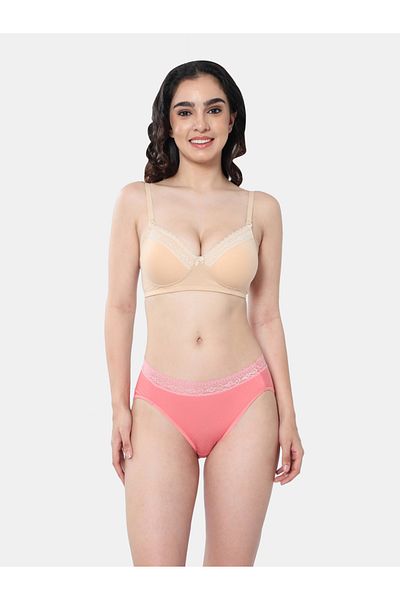 Envie By Styli Padded Plunge Cotton Lace Insert Bra
