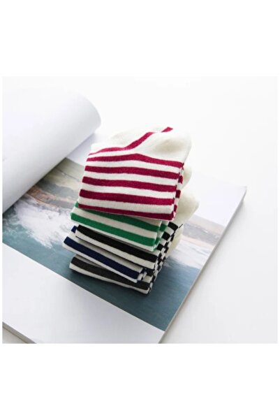 DERMİNA 5 Pairs Circle Patterned Cotton Women's Booties Socks Sneakers Socks