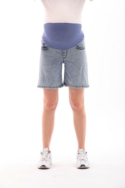 BIG LESSON Flexible and Adjustable WaistMomFit Shorts - Blue Snow