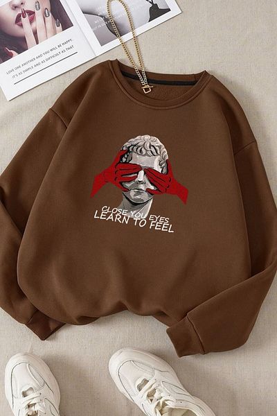 Moda Glo Unisex Βαμβακερό φούτερ με στάμπα Learn To Feel