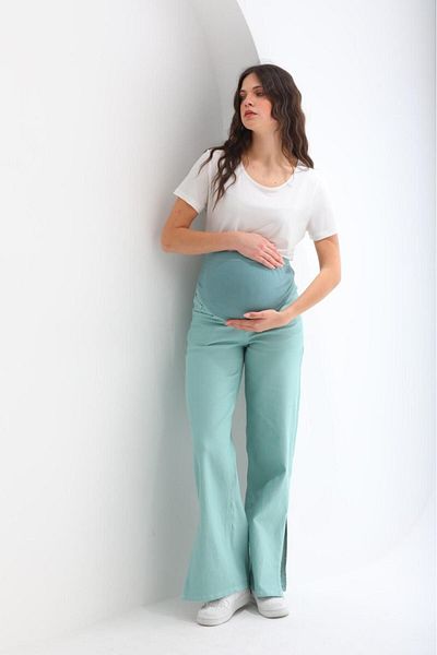 BIG LESSON Pantaloni de denim cu bandă elastică pentru abdomen, cu talie reglabilă, cu picior de tub