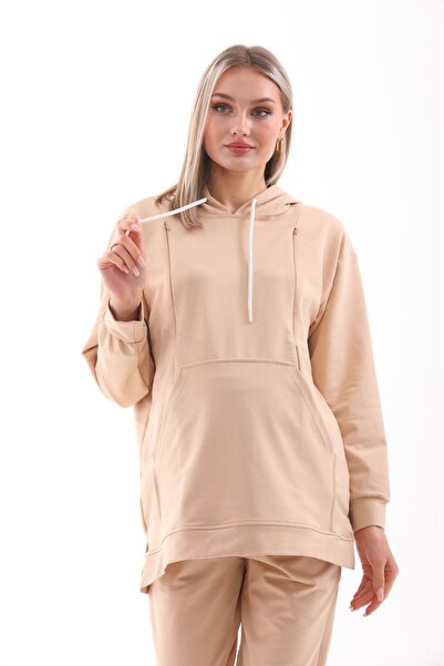 BIG LESSON Σετ αθλητικών φόρμας Çagla - Λεπτομερές για έγκυες γυναίκες που θηλάζουν, με φερμουάρ, ελαστική ρυθμιζόμενη ζώνη κοιλιακού