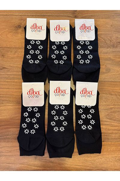 Diba Anti-Slip Sole Silicone Patterned Booties Socks 6 Pack